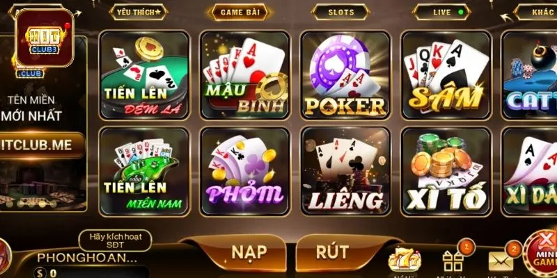 Khái quát sảnh game bài xanh chín tại HITCLUB